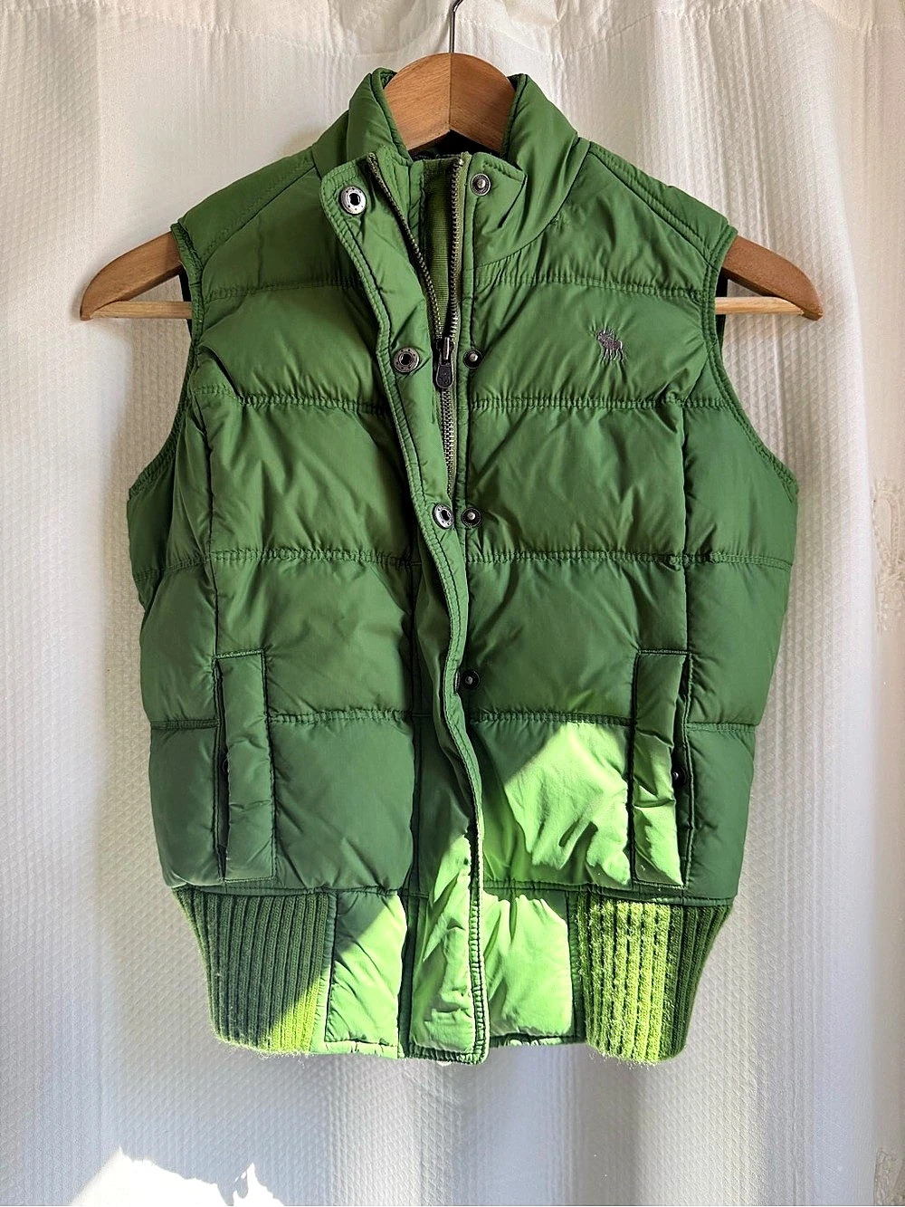 Abercrombie & Fitch Quilted Puffer Vest in Green Small Vintage Y2K